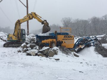 Crushing concrete in the snow