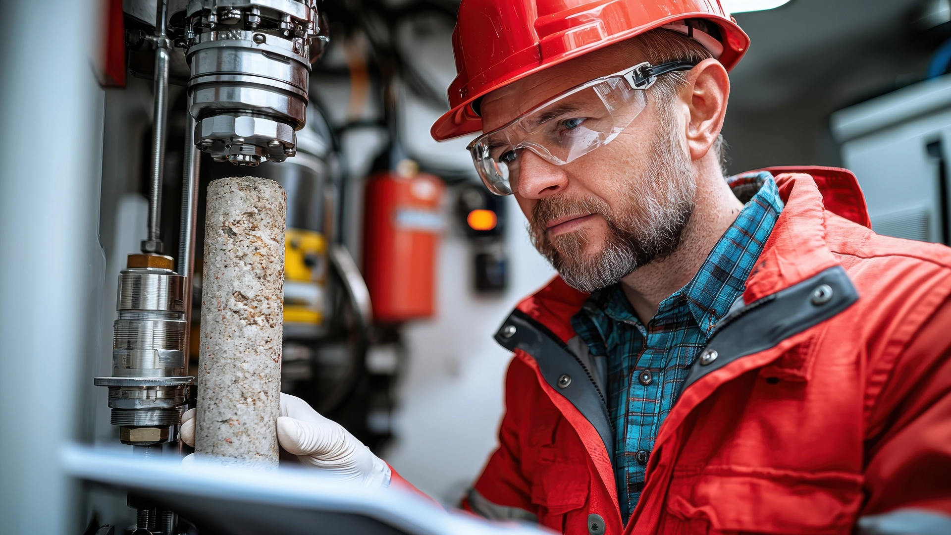 engineer analyzing material